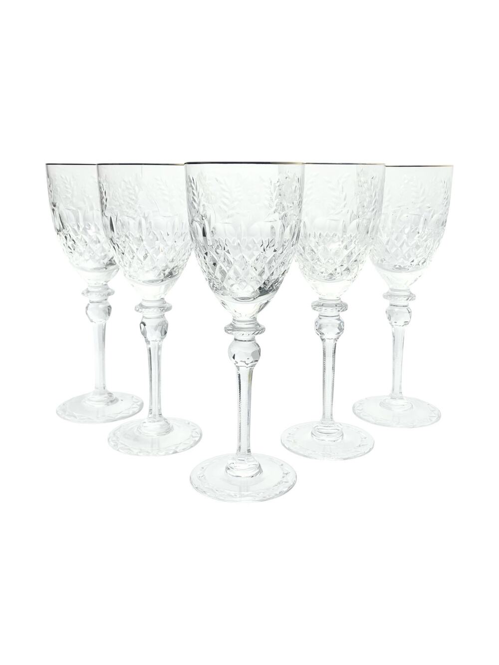 Rogaska “Gallia (Gold)” Set of 5 Crystal Gold Rim Water Glasses 9 1/4” 12oz
